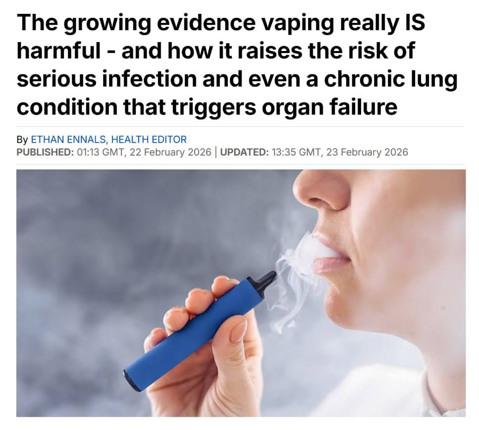 Вейп збільшує ризик відмови органів.